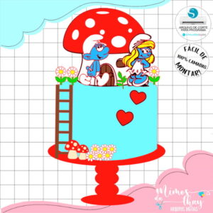Arquivo de Corte: Topo de Bolo Smurfs 003