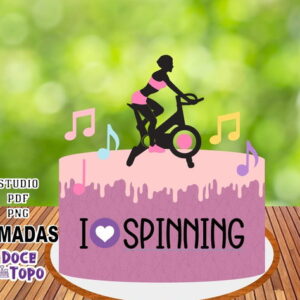 Arquivo de Corte Topo de Bolo Spinning - Studio/pdf/png