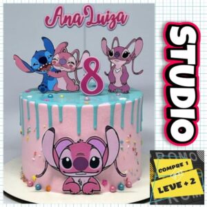 Arquivo de Corte Topo de Bolo Stitch e Angel Studio