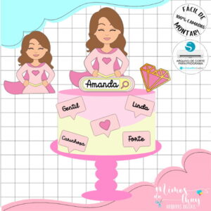 Arquivo de Corte: Topo de Bolo Super Mãe Dia das Mães 059