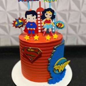 Arquivo de Corte Topo de Bolo Super Man e Mulher Maravilha