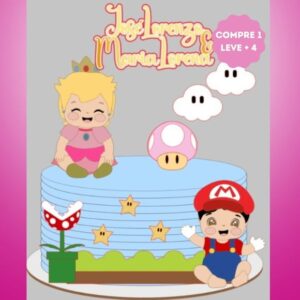 Arquivo de Corte Topo de Bolo Super Mario e Peach Baby