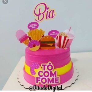 Arquivo de Corte Topo de Bolo Tô com Fome Studio