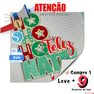 Arquivo de Corte Topo de Bolo - Topo Ho Ho Ho Feliz Natal