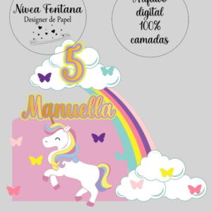 Arquivo de Corte Topo de Bolo Unicornio