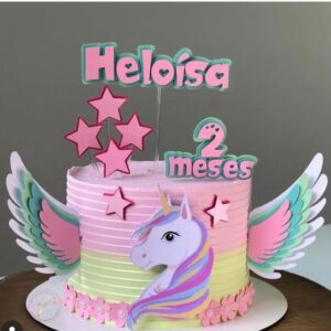 288 -arquivo de Corte Topo de Bolo Unicornio Asas em Camadas