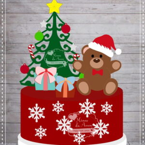 Arquivo de corte topo de bolo Ursinho Natal em camadas