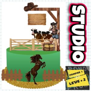 Arquivo de Corte Topo de Bolo Vaqueira Cowgirl Boiadeira