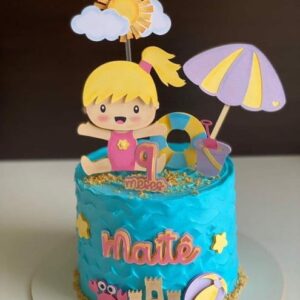 Arquivo de Corte: Topo de Bolo Verão Menina na Praia 023
