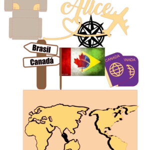 Arquivo de Corte Topo de Bolo Viagem Malas 3d