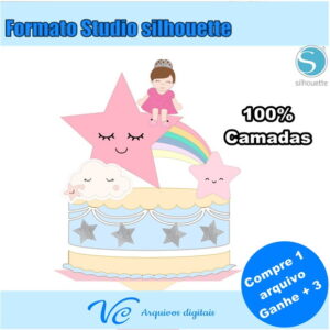 Arquivo De Corte Topo Menina Estrelinha - Camadas - 433