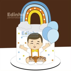 Arquivo de Corte Topo de Bolo Mesversário Menino com Balçoes