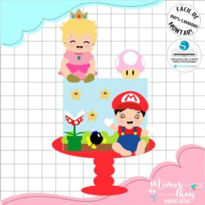 Arquivo de Corte: Topo Princesa Peach e Mario Bros Baby 013