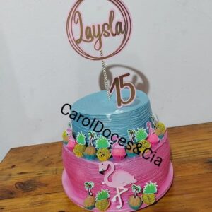 Arquivo De Corte - Topper De Bolo Flamingo Em Camadas