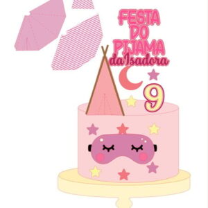 Arquivo de Topo de Bolo Festa de Pijama com Cabana 3d