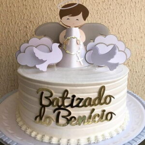 Arquivo Digital Silhouette Topo de Bolo Batizado
