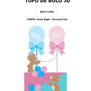 Arquivo Digital: Topo de Bolo 3d Chá Revelação
