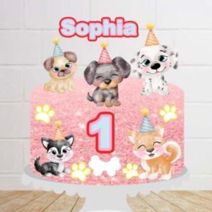 Arquivo Digital Topo de Bolo Cachorrinhos Aquarela