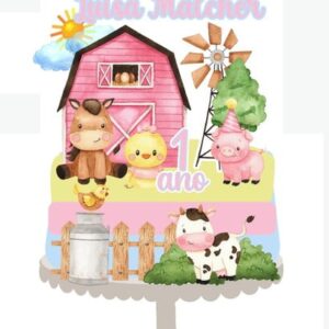 Arquivo Digital Topo de Bolo - Fazendinha Rosa