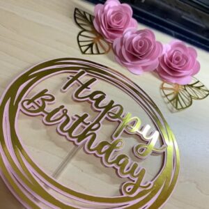 Arquivo de corte topo de bolo circular happy birthday