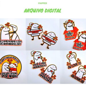 ARQUIVO DIGITAL TOPO DE BOLO NAMORADOS FLORK ( 6 MODELOS)