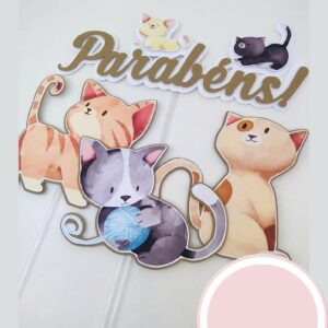 Arquivo Digital Topo De Bolo Tema Gatinhos Gatos