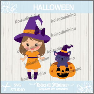 Arquivo em camadas Bruxinha cute halloween