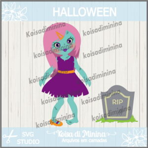 Arquivo em camadas Zumbi girl halloween