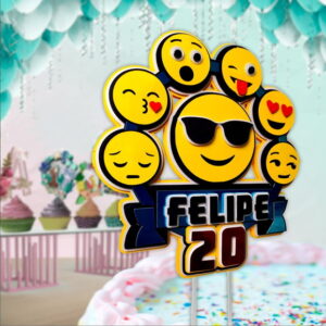Arquivo em Svg Topo de Bolo Festa Emojis Bonequinhos