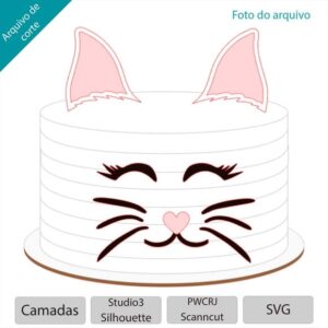 Arquivo para topo de bolo de gatinha gatinho +1 tema da loja