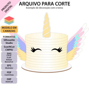 Arquivo para topo de bolo Unicórnio - +1 tema da loja