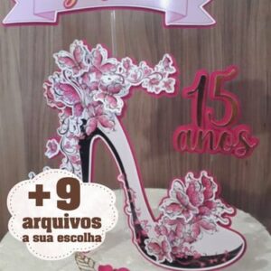 557- Arquivo Silhouette - Digital - Topo Bolo 15 Anos +9