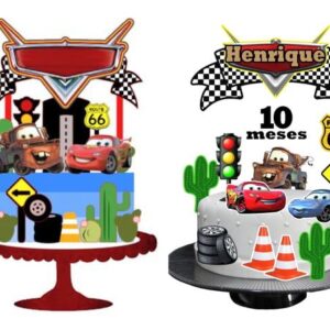 Arquivo Silhouette Topo Bolo Mesversário Carros 2 Arquivos