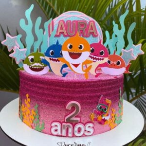 Arquivo silhouette topo de bolo BabyShark menina