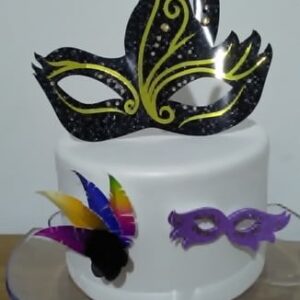 Arquivo Silhouette Topo De Bolo Baile De Carnaval Mascara 04