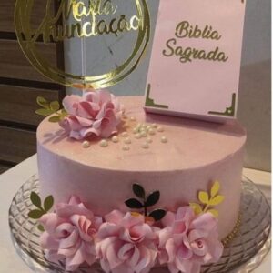 Arquivo Silhouette Topo de Bolo Evangelico Biblia e Flores