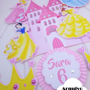 Arquivo Silhouette Topo de Bolo Festa Princesas Disney