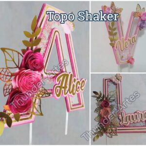 Arquivo Silhouette Topo de Bolo Letras Alfabeto Floral