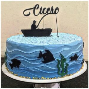 Arquivo Silhouette Topo de Bolo Pescador Studio