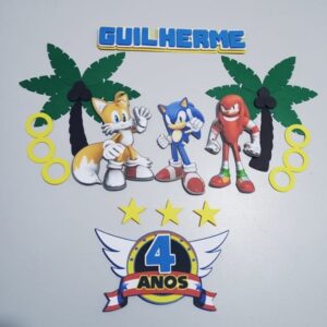 Arquivo Silhouette - Topper de Bolo Sonic