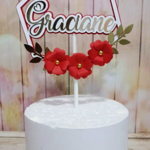 Arquivo topo 3d exagono flores e galho