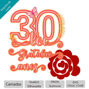 ARQUIVO Topo de bolo 30tei - trintei +1 tema da loja
