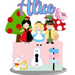 Arquivo topo de bolo Alice no país das maravilhas