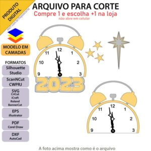 Arquivo Topo de Bolo Ano Novo Relógio +1 Arquivo da Loja