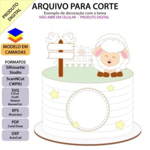 ARQUIVO Topo de bolo Batismo Ovelhinha Passarinho +1 arquivo