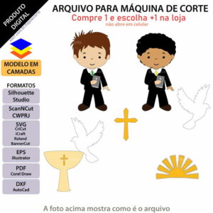 Arquivo Topo de Bolo Batizado Menino +1 Arquivo da Loja