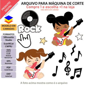Arquivo Topo de Bolo Bebe Rock Menina +1 Arquivo da Loja