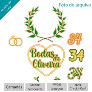 ARQUIVO Topo de bolo Bodas de Oliveira +1 tema da loja