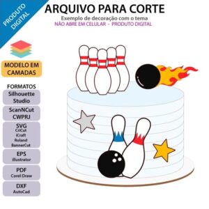 ARQUIVO Topo de bolo Boliche +1 arquivo da loja