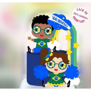 Arquivo Topo de Bolo Casal Brasil Copa do Mundo 2022 #15458